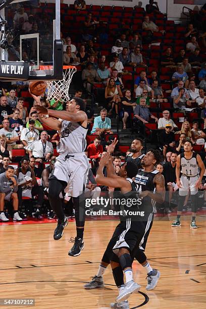 Jarnell Stokes of the San Antonio Spurs shoots the ball against the Minnesota Timberwolves during the 2016 NBA Las Vegas Summer League game on July...