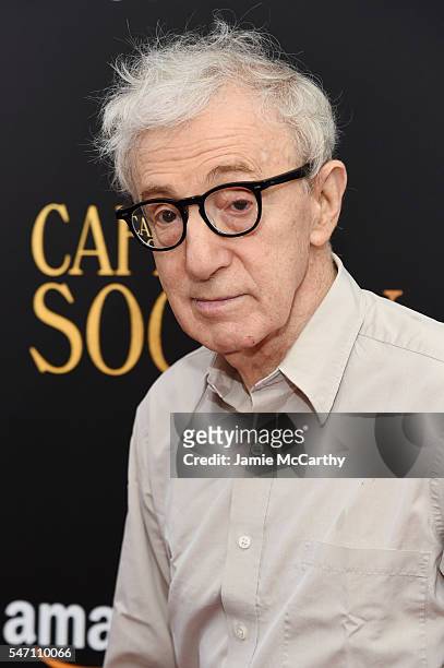 Woody Allen attends the premiere of "Cafe Society" hosted by Amazon & Lionsgate with The Cinema Society at Paris Theatre on July 13, 2016 in New York...