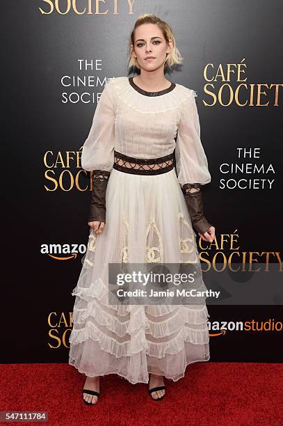 Kristen Stewart attends the premiere of "Cafe Society" hosted by Amazon & Lionsgate with The Cinema Society at Paris Theatre on July 13, 2016 in New...