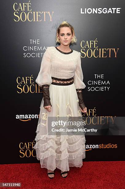 Kristen Stewart attends the premiere of "Cafe Society" hosted by Amazon & Lionsgate with The Cinema Society at Paris Theatre on July 13, 2016 in New...