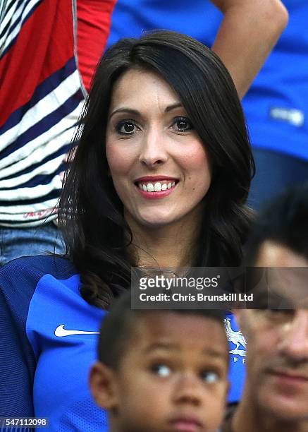 Jennifer Giroud, wife of Olivier Giroud of France, looks on prior to the UEFA Euro 2016 Semi Final match between Germany and France at Stade...