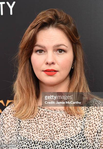 Amber Tamblyn attends the premiere of "Cafe Society" hosted by Amazon & Lionsgate with The Cinema Society at Paris Theatre on July 13, 2016 in New...