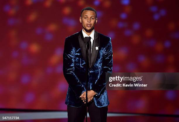 Player Stephen Curry speaks onstage during the 2016 ESPYS at Microsoft Theater on July 13, 2016 in Los Angeles, California.