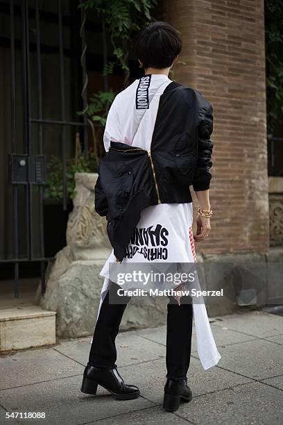 Shin is seen attending the Artistix with Andy Hilfiger Presentation wearing Gentle Monster glasses, Delfindel Letters earing, Shannon shirt,...