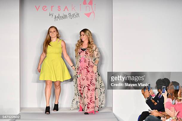 Designer Amanda Perda walks the runway at Versakini x Amanda Perna Runway Show Presented By Ivy at W South Beach on July 13, 2016 in Miami Beach,...