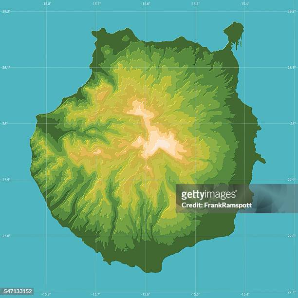 gran canaria topographic relief vector map - canary stock illustrations
