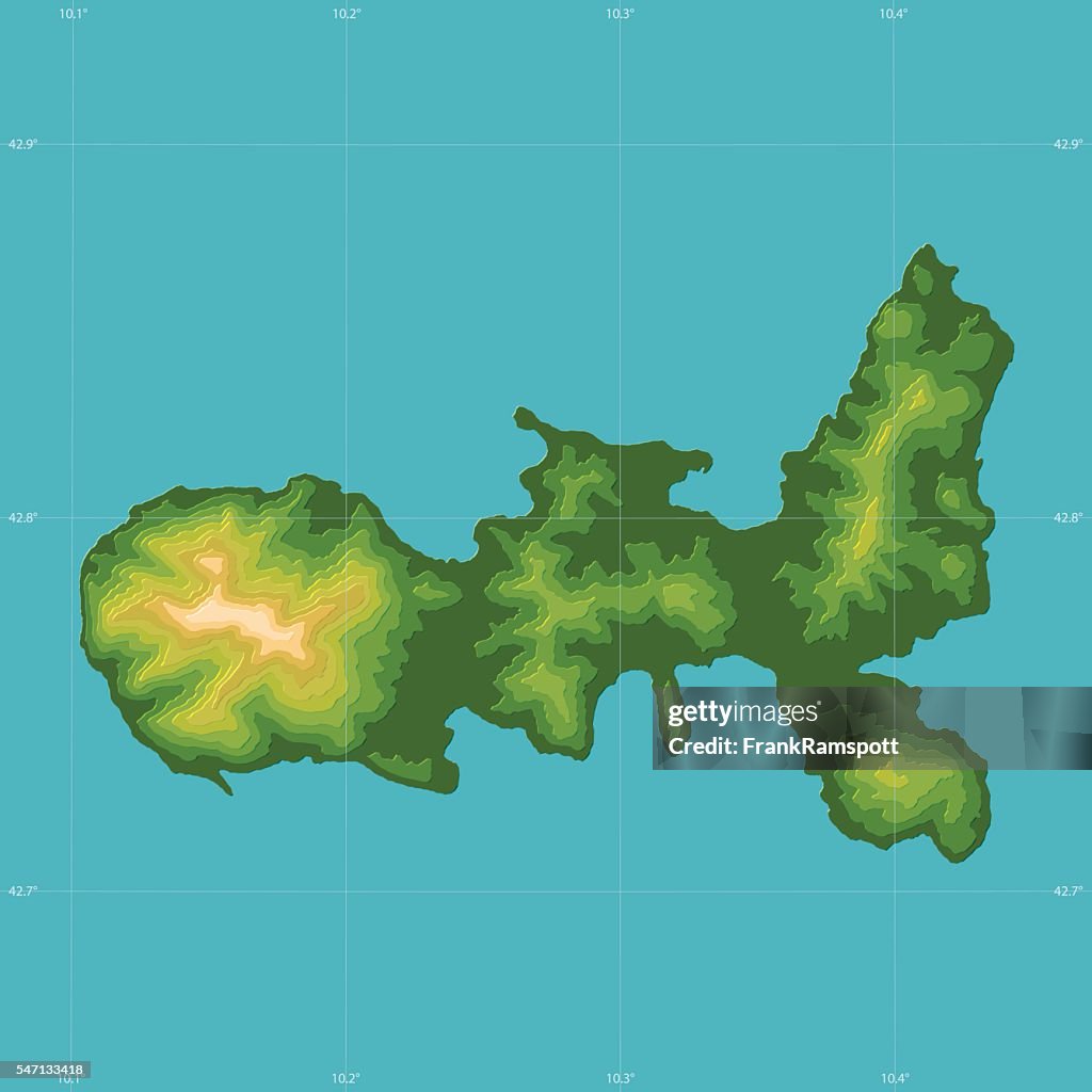 Elba Topographic Relief Vector Map