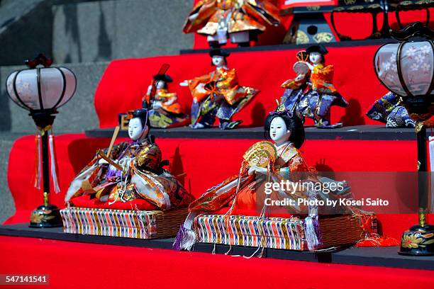 an emperor doll with an empress doll - hinamatsuri stock pictures, royalty-free photos & images