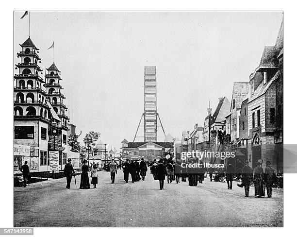 antique photograph of the world's columbian exposition (chicago,usa,1893) - exhibition house of history stock illustrations