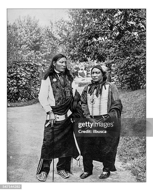 bildbanksillustrationer, clip art samt tecknat material och ikoner med antique photograph of two sioux indian chiefs (1893) - sioux culture