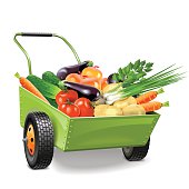 Vector Wheelbarrow with Vegetables