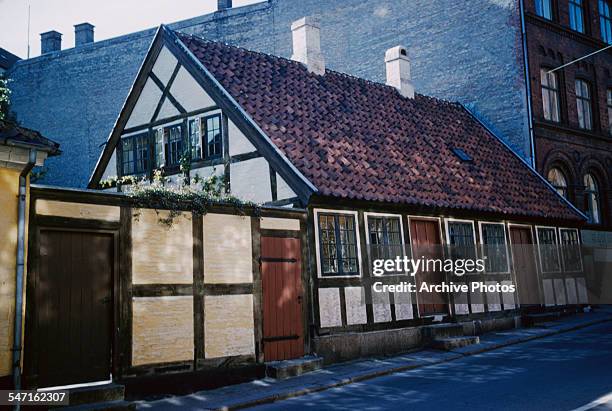 The childhood home of Danish writer Hans Christian Andersen in Munkemollestraede, Odense, Denmark, 1959.