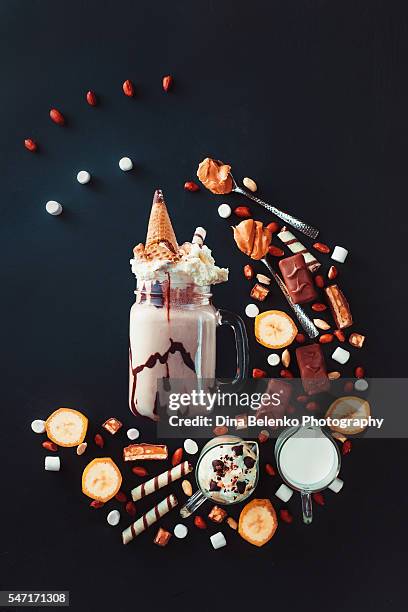 chocolate milkshake geometry - chocolate ingredient stock pictures, royalty-free photos & images