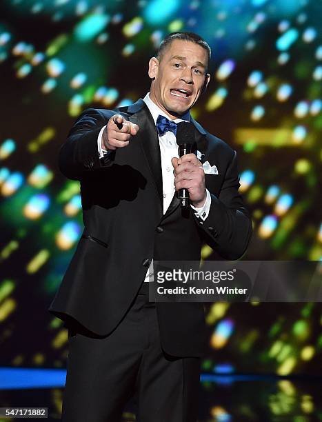 Host John Cena speaks onstage during the 2016 ESPYS at Microsoft Theater on July 13, 2016 in Los Angeles, California.