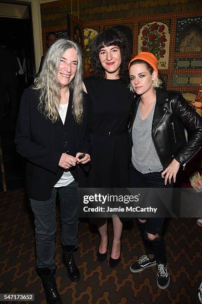 Patti Smith, Jesse Smith and Kristen Stewart attend the after party for the "Cafe Society" premiere hosted by Amazon & Lionsgate with The Cinema...