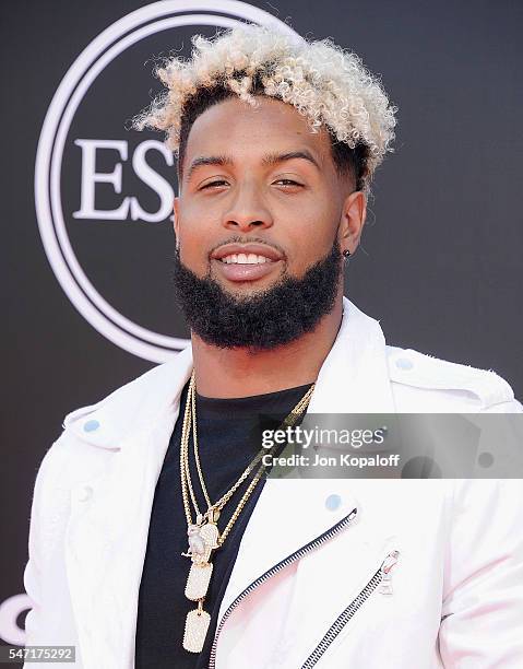 Football player Odell Beckham Jr. Arrives at The 2016 ESPYS at Microsoft Theater on July 13, 2016 in Los Angeles, California.