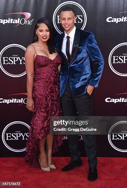 Player Stephen Curry and wife Ayesha Curry arrives at The 2016 ESPYS at Microsoft Theater on July 13, 2016 in Los Angeles, California.