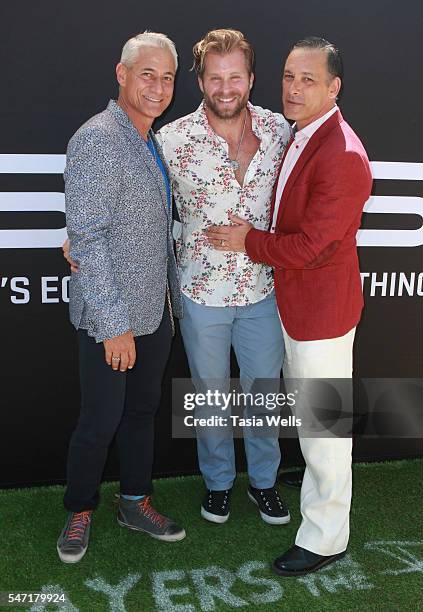 Olympic gold medalist Greg Louganis, TV personality Craig Ramsay and Johnny Chaillott attend Greg Louganis' Pre- ESPY Awards Wheaties Breakfast for...