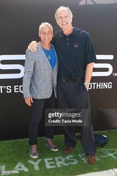 Olympic gold medalist Greg Louganis and olympic champion John Naber attend Greg Louganis' Pre- ESPY Awards Wheaties Breakfast for Champions at The...