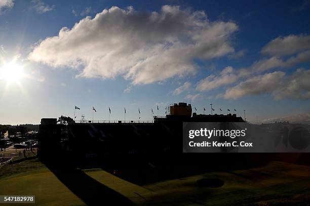 General view the of 18th green during the first round on day one of the 145th Open Championship at Royal Troon on July 14, 2016 in Troon, Scotland.
