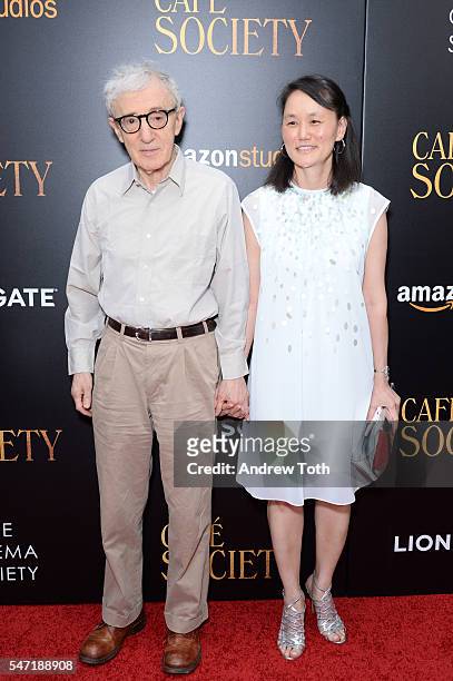 Woody Allen and Soon-Yi Previn attend the Cinema Society screening of "Cafe Society" at Paris Theatre on July 13, 2016 in New York City.