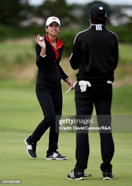 Valeria Pacheco of Puerto Rico the overall riunner-up in action during the final round of the Junior Open at the Kilmarnock Barassie Golf Club on...