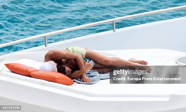 Real Madrid football player Cristiano Ronaldo and his son Cristiano Ronaldo Jr are seen on July 13, 2016 in Ibiza, Spain.