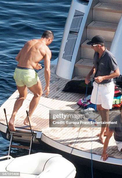 Real Madrid football player Cristiano Ronaldo is seen on July 13, 2016 in Ibiza, Spain.