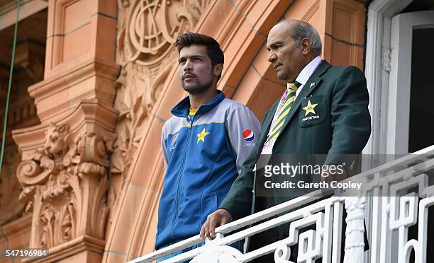Mohammad Amir of Pakistan alongside Pakistan cricket team manager Intikhab Alam during the 1st Investec Test between England and Pakistan at Lord's...