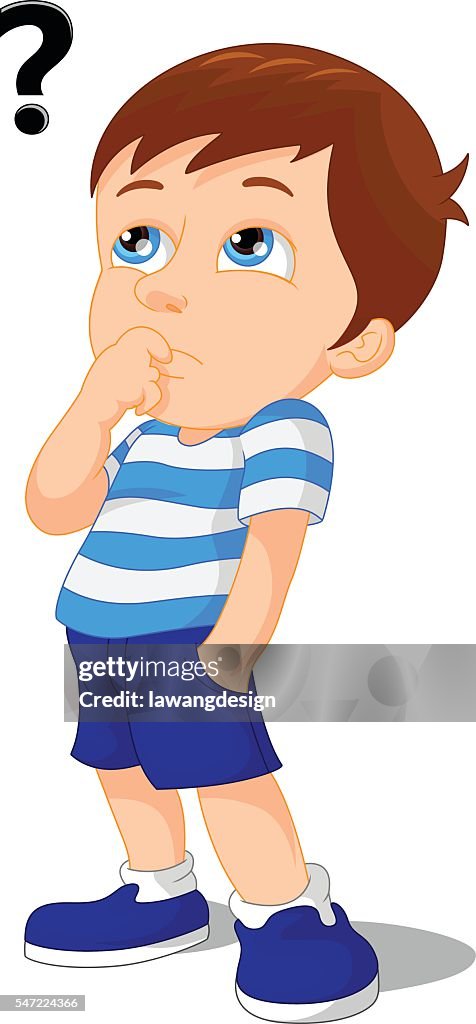 Boy Thinking Color In Young Boy Thinking On A White Background High-Res Vector Graphic ...