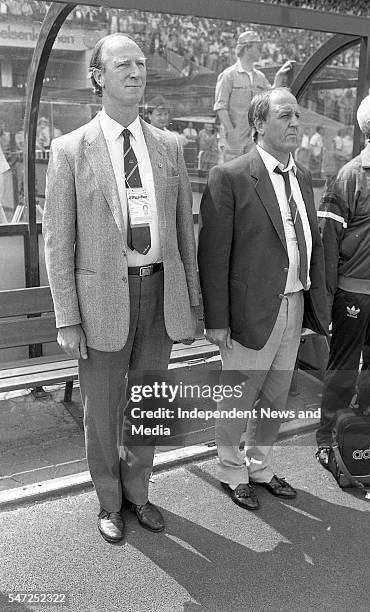 Jack Charlton, Maurice Setters during the Ireland v Holland match at Euro '88. .