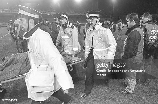 English fans riot at the Ireland v England at Landsdowne Road. Following the Irish goal a riot erupted and the game was abandoned. Picture David...