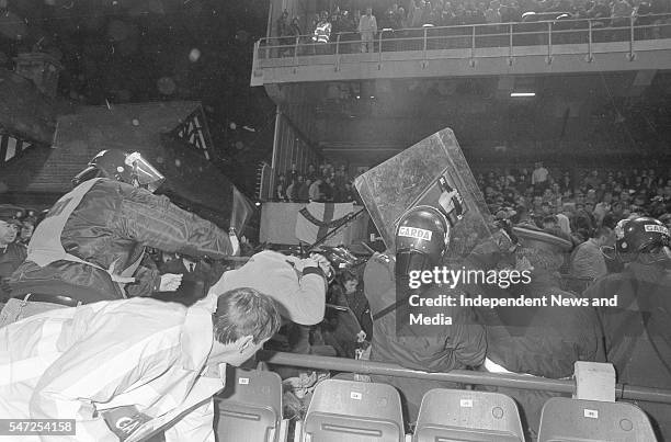 English fans riot at the Ireland v England at Landsdowne Road. Following the Irish goal a riot erupted and the game was abandoned. Picture David...