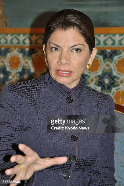 Japan - Costa Rican President Laura Chinchilla in an interview with Kyodo News in Tokyo on Dec. 9 during her official visit to Japan from Dec. 6 to...