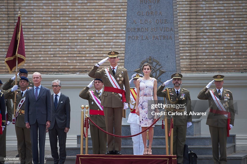 Spanish Royals Attend a Military Event in Zaragoza