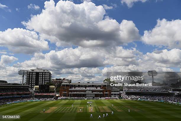 General view of the cricket ground during day one of the 1st Investec Test match between England and Pakistan at Lord's Cricket Ground on July 14,...