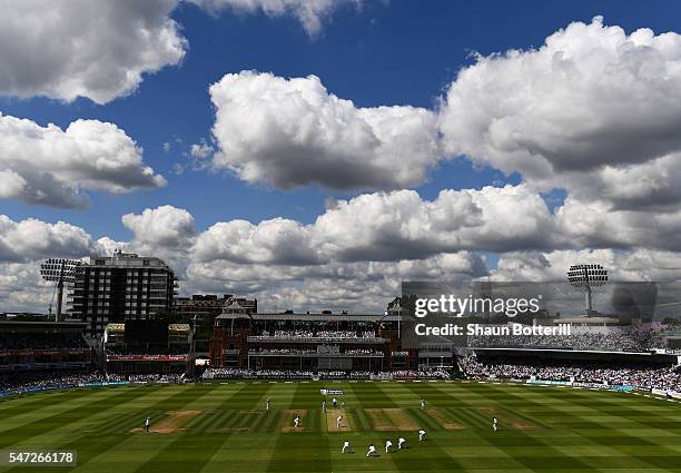 General view of the cricket ground during day one of the 1st Investec Test match between England and Pakistan at Lord's Cricket Ground on July 14,...