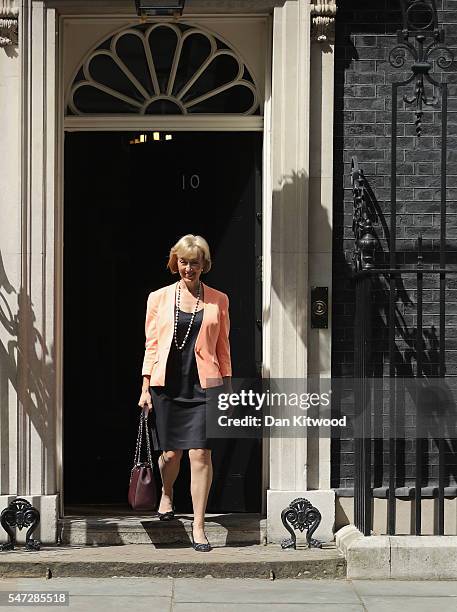 Andrea Leadsom leaves 10 Downing Street where she was appointed as Environment Secretary, as Prime Minister Theresa May continues to appoint her...