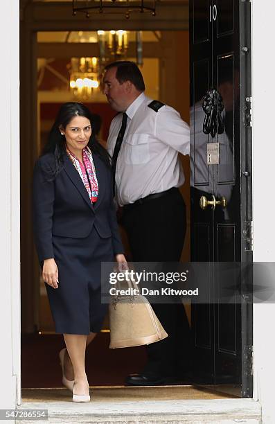 Priti Patel leaves 10 Downing Street where she was appointed as International Development Secretary, as Prime Minister Theresa May continues to...