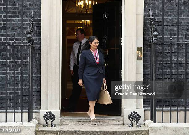 Priti Patel leaves 10 Downing Street where she was appointed as International Development Secretary, as Prime Minister Theresa May continues to...