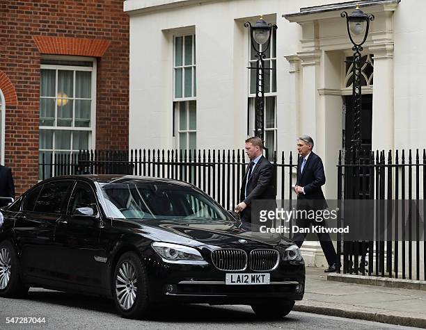 Chancellor of the Exchequer Philip Hammond leaves 11 Downing Street after meeting with U.S. Secretary of the Treasury Jacob Lew during his first day...
