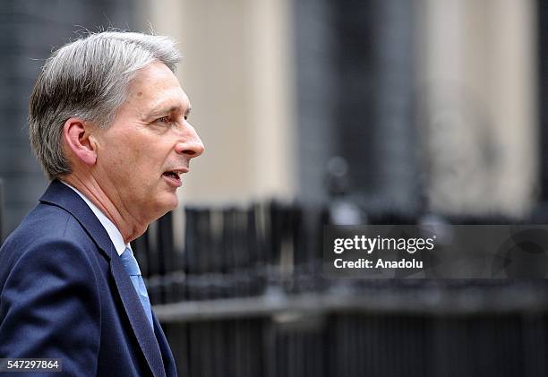 Chancellor of the Exchequer Philip Hammond is seen outside the 11 Downing Street during his first day in the role on July 14, 2016 in London,...