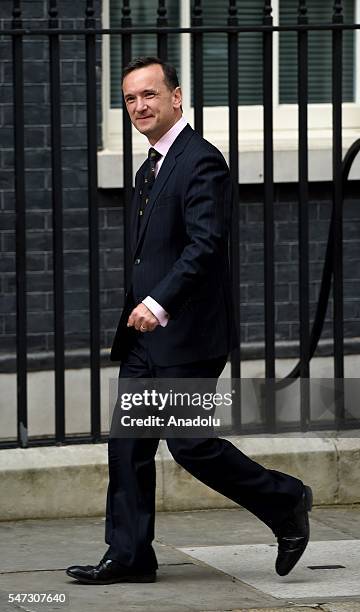 British Welsh Secretary Alun Cairns arrives in Downing Street in central London on July 14 as cabinet appointments by new prime minister Theresa May...