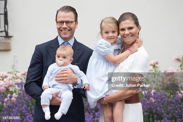 Crown Princess Victoria of Sweden, Prince Daniel of Sweden, with Prince Oscar of Sweden, and Princess Estelle of Sweden, at Crown Princess Victoria...