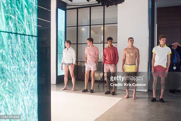 Models prepare for the KATAMA Presentation at the Cadillac House on July 14, 2016 in New York City.