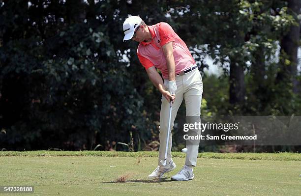 Martin Laird of Scotland hits off the eighth tee during the first round of the Barbasol Championship at the Robert Trent Jones Golf Trail at Grand...