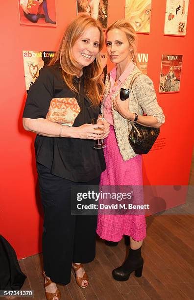 Daisy Donovan and Laura Bailey attend a private view of 'Terence Donovan: Speed Of Light' at The Photographers' Gallery on July 14, 2016 in London,...