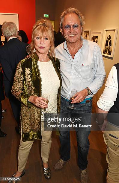 Pattie Boyd and Rod Weston attend a private view of 'Terence Donovan: Speed Of Light' at The Photographers' Gallery on July 14, 2016 in London,...