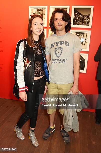 Sarah Stanbury and Fenton Bailey attend a private view of 'Terence Donovan: Speed Of Light' at The Photographers' Gallery on July 14, 2016 in London,...