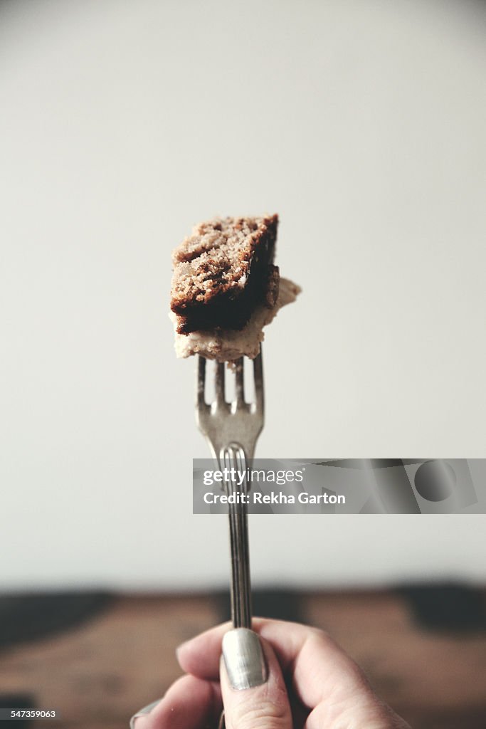 Cake on a fork